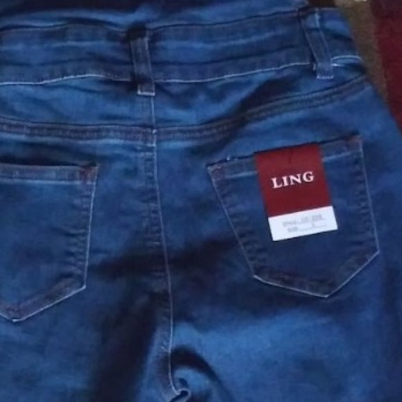 Denim Distressed Overall Jeans - Picture 6 of 7